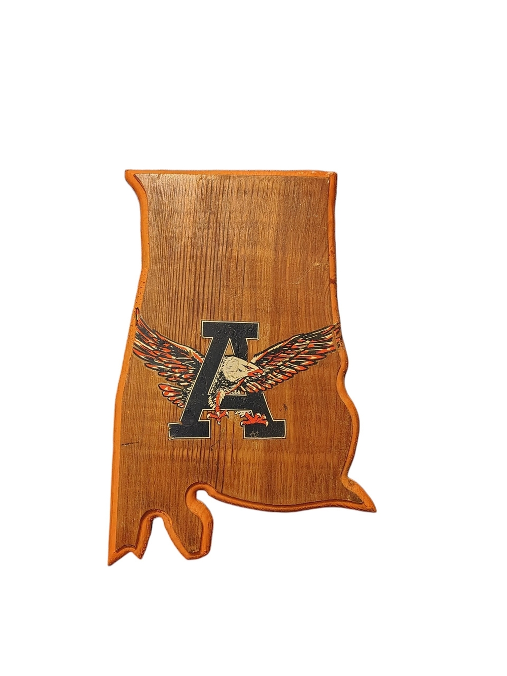 Wooden Alabama State Plaque with Auburn Emblem